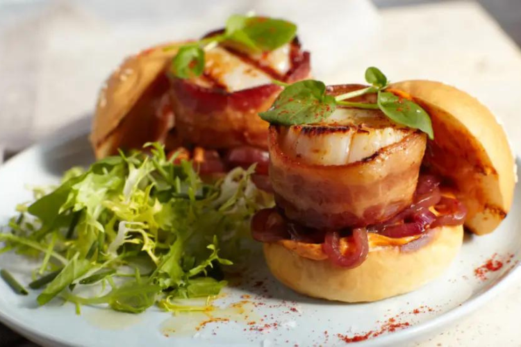 Bacon Wrapped Scallop Sliders
