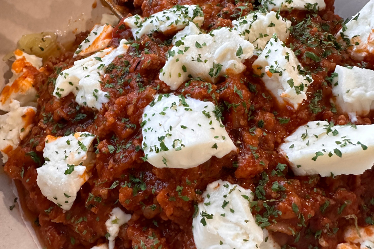 Spaghetti Squash with Beef Marinara and Mozzarella
