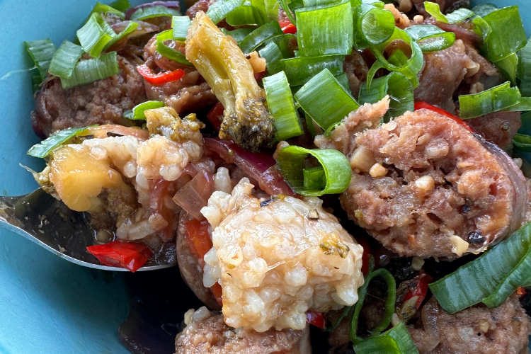Teriyaki Brat Stir-Fry Bowls