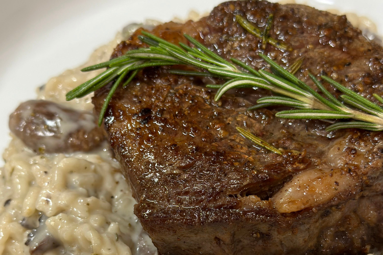 Truffle Mushroom Cream Risotto with Filet Mignon