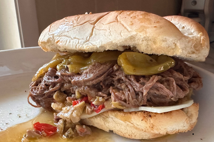 Zesty Brisket Sandwich with Pepperoncini Relish and Olive Tapenade