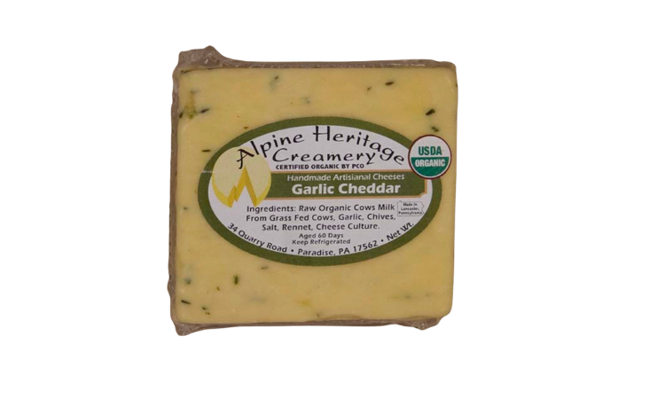 Ayers Valley Farm - A2-A2 Raw Organic Garlic Cheddar Cheese - 2 x 8 oz packs