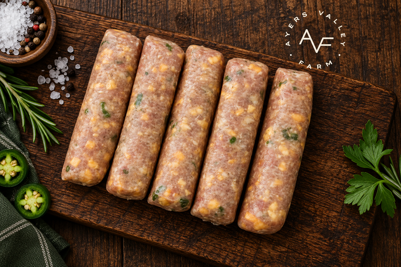 Ayers Valley Farm - Chicken Bratwurst (Cheddar Jalapeno) - 1 lb / pkg