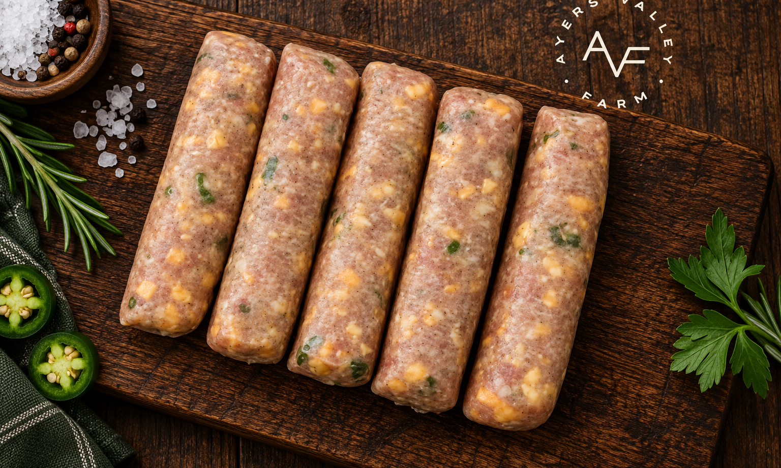 Ayers Valley Farm - Chicken Bratwurst (Cheddar Jalapeno) - 1 lb / pkg