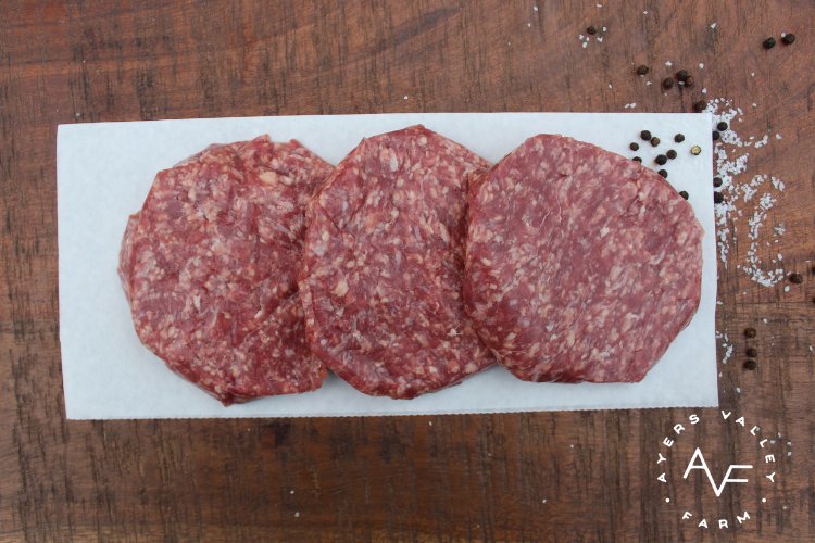 Ayers Valley Farm - Gourmet Ground Beef Burgers - (3) 5 oz patties / pkg