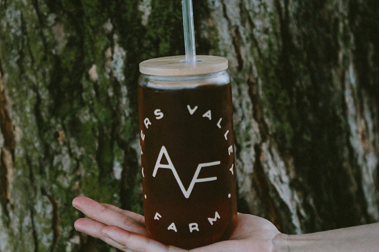 Ayers Valley Farm - Iced Coffee Cup (with Bamboo Lid & Glass Straw)