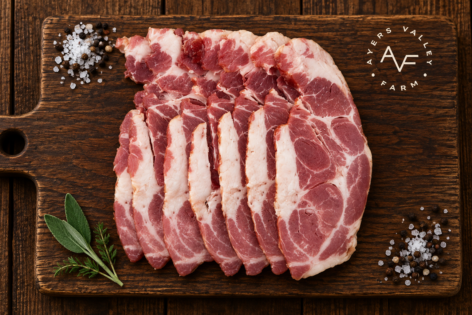 Ayers Valley Farm - Pork Cottage Bacon (Salt Cured, Sugar Free)
