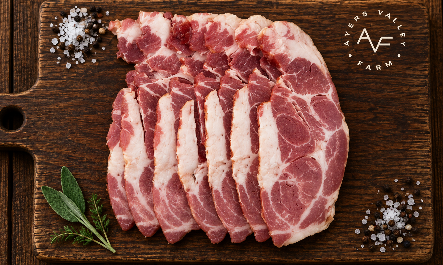Ayers Valley Farm - Pork Cottage Bacon (Salt Cured, Sugar Free)
